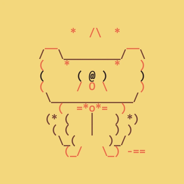 A colorful legendary ASCII Dog from the Genesis collection