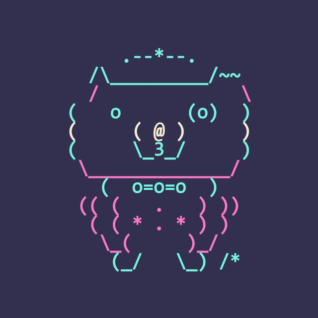 A colorful legendary ASCII Dog from the Genesis collection